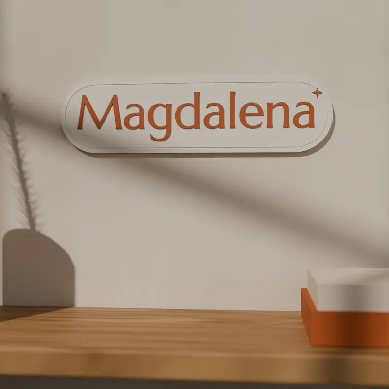 Ploča u boji slonovače s imenom Magdalena u terakoti i malom zvijezdom