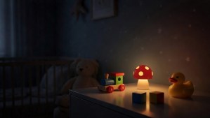 Lume Amanita na stolu s igračkama